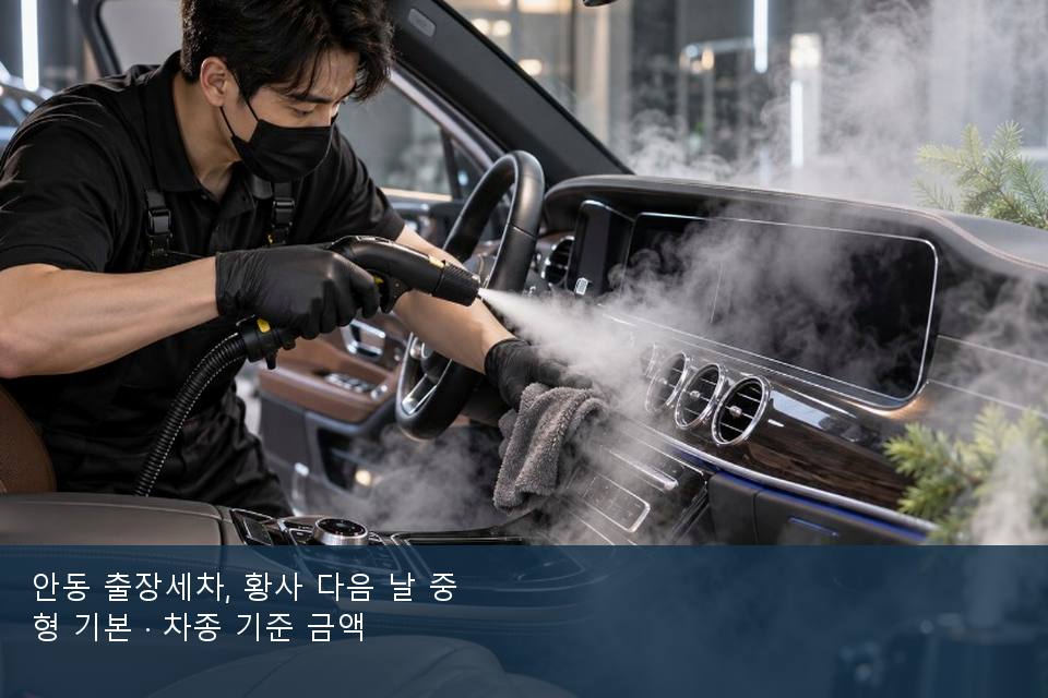 안동 출장세차, 황사 다음 날 중형 기본 · 차종 기준 금액